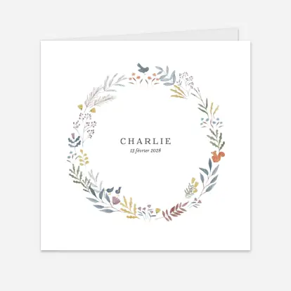 Faire-part naissance Aquarelle végétale