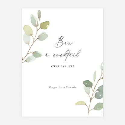 Affiche bienvenue mariage Brins d'eucalyptus
