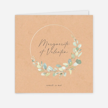 Faire-part mariage Brins d'eucalyptus en couronne