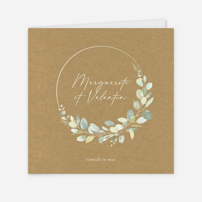Faire-part mariage Brins d'eucalyptus en couronne