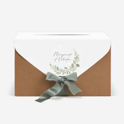 Urne Mariage Brins d'eucalyptus en couronne