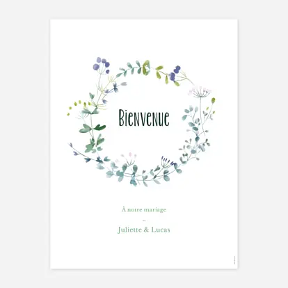 Affiche bienvenue mariage Bouquet sauvage
