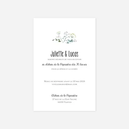 Carton d'invitation Bouquet sauvage