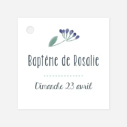 Etiquette Baptême Bouquet sauvage