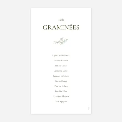 Nom de table mariage Botanique