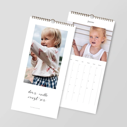 Calendrier mural cases personnalisables Calligraphie