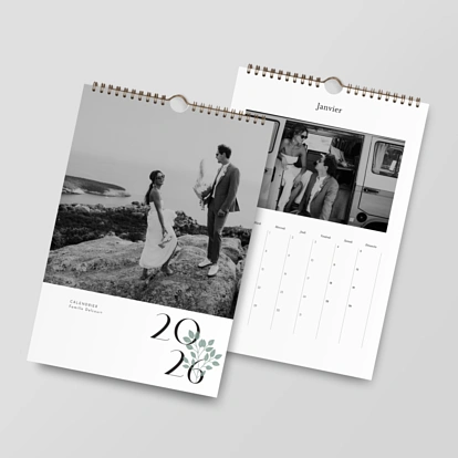 Calendrier mural cases personnalisables Cartouche végétal