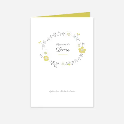 Livret de messe baptême Couronne de fleurs