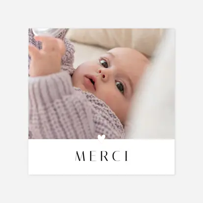 Carte remerciement naissance Merci cœur d'or