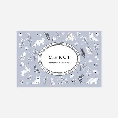 Carte remerciement naissance Clairiére