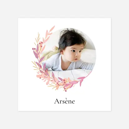 Faire-part de naissance Couronne d'eucalyptus