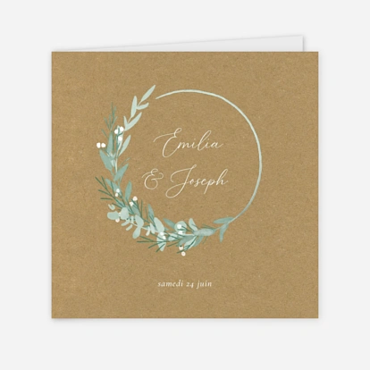 Faire-part mariage Couronne d'eucalyptus