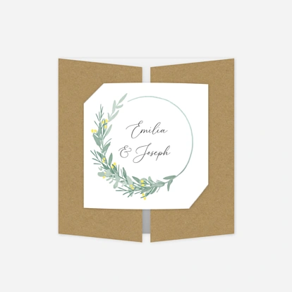 Faire-part mariage Couronne d'eucalyptus
