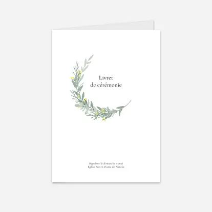 Livret de messe baptême Couronne d'eucalyptus