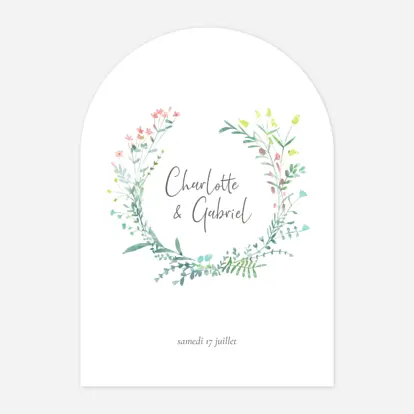 Faire-part mariage Couronne florale