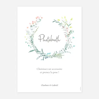 Affiche bienvenue mariage Couronne florale