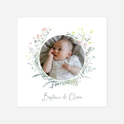 Faire-part baptême Couronne florale II