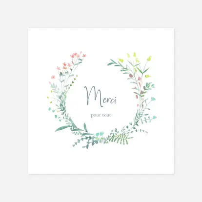 Carte remerciement naissance Couronne florale II