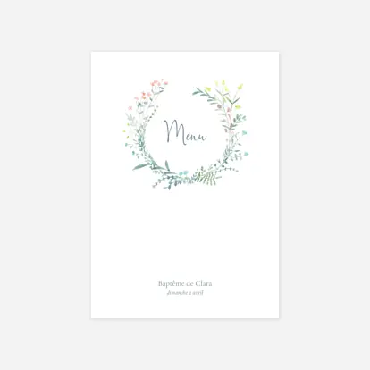 Menu baptême Couronne florale II