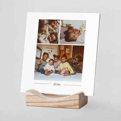 Calendrier photo avec support bois Collage Moderne