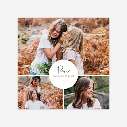 Invitation communion Coeur Médaillon