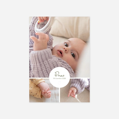 Faire-part naissance Coeur Médaillon
