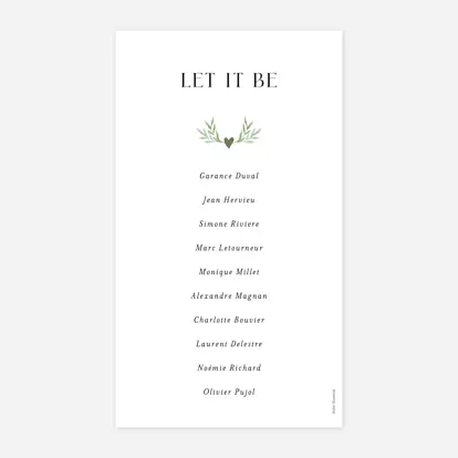 Nom de table mariage Cœur végétal