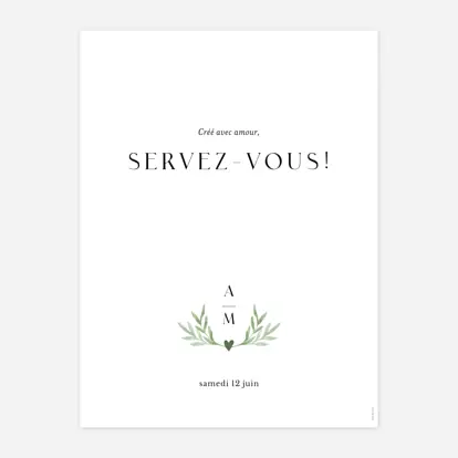 Affiche bienvenue mariage Cœur végétal