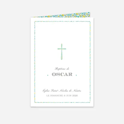 Livret de messe baptême Croix Liberty