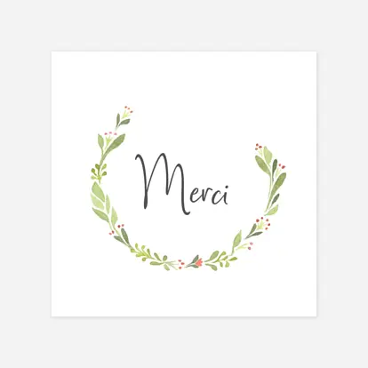 Carte remerciement naissance Cueillette