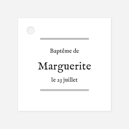 Etiquette perforée baptême Douceur champêtre