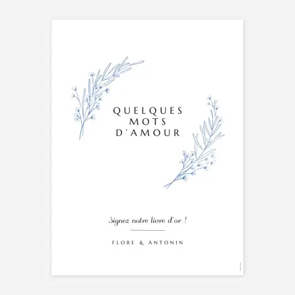 Affiche bienvenue mariage Délicats feuillages