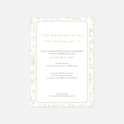 invitation anniversaire Délicatesse