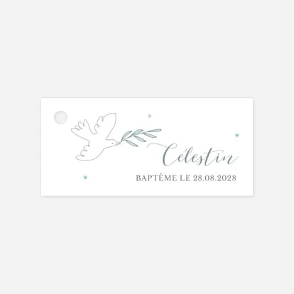 Etiquette perforée baptême Douce colombe