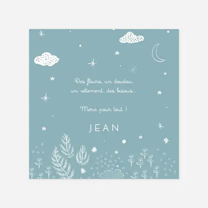 Carte remerciement naissance Merci douceur céleste