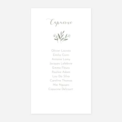 Nom de table mariage Douceur