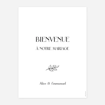 Affiche bienvenue mariage Dryade