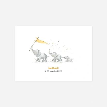 Faire-part naissance Éléphants en famille