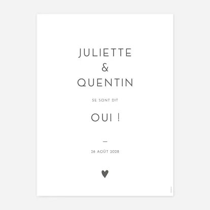 Affiche bienvenue mariage Élégant cœur