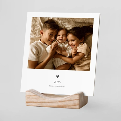Calendrier photo avec support bois Élégant cœur