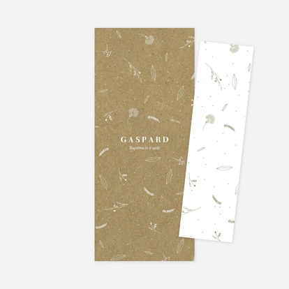 Faire-part baptême Élégant feuillage