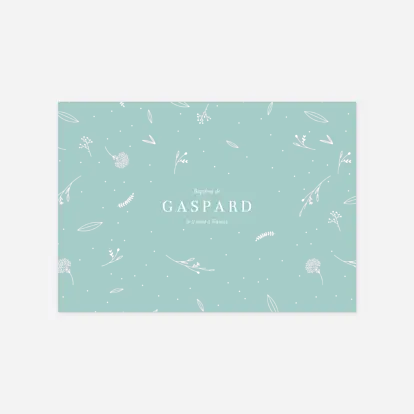 Faire-part baptême Élégant feuillage