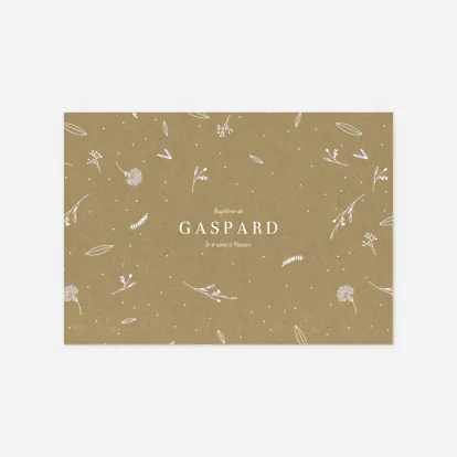 Faire-part baptême Élégant feuillage