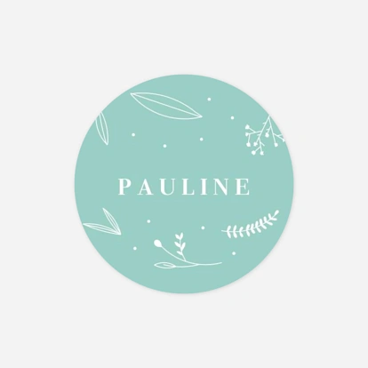 Stickers pour enveloppes baptême Élégant feuillage