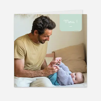 Carte remerciement naissance Étiquette pastel