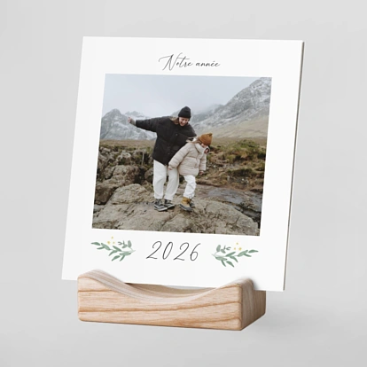 Calendrier photo avec support bois Eucalyptus élégant