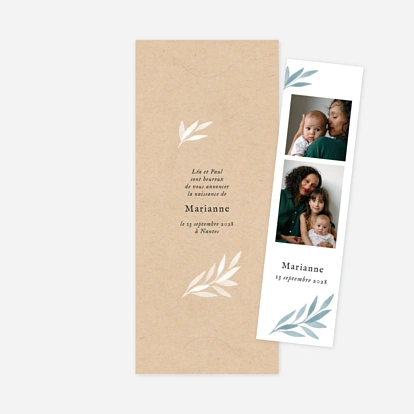 Faire-part naissance Feuillage aquarelle
