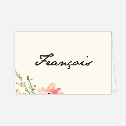 Marque-place mariage Fleurs aquarelle