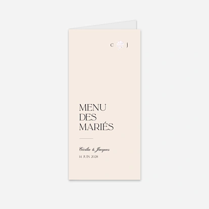 Menu mariage Fleur minimale