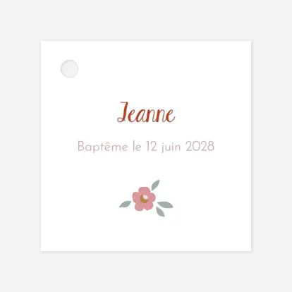 Etiquette perforée baptême Flora